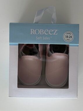Robeez Soft Leather Soles Light Pink Slip-On Leah Basic Shoes (18-24 Months) NIB